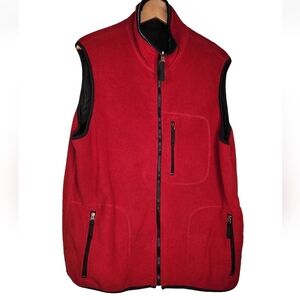 Basic Editions Reversible Fleece Vest in Black Size L